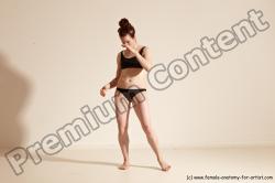 Underwear Martial art Woman White Moving poses Slim medium brown Dynamic poses Academic